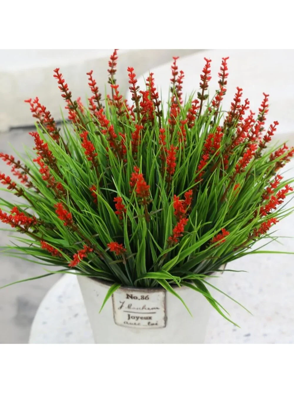 Vibrant Red Artificial Flowers - 12 Bundles of Faux Outdoor Plants for Yard